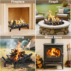 Amagabeli Fireplace Log Grate 24 inch Wide Heavy Duty Solid Steel Indoor Chimney Hearth Fire Grates for fire place Outdoor Kindling Tools Pit Wrought Iron Wood Stove Firewood Burning Rack Holder Black