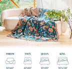 MSGKV Boho Throw Blanket for Couch 50"x60" Cotton Birds Floral Blanket Sofa - Image 6