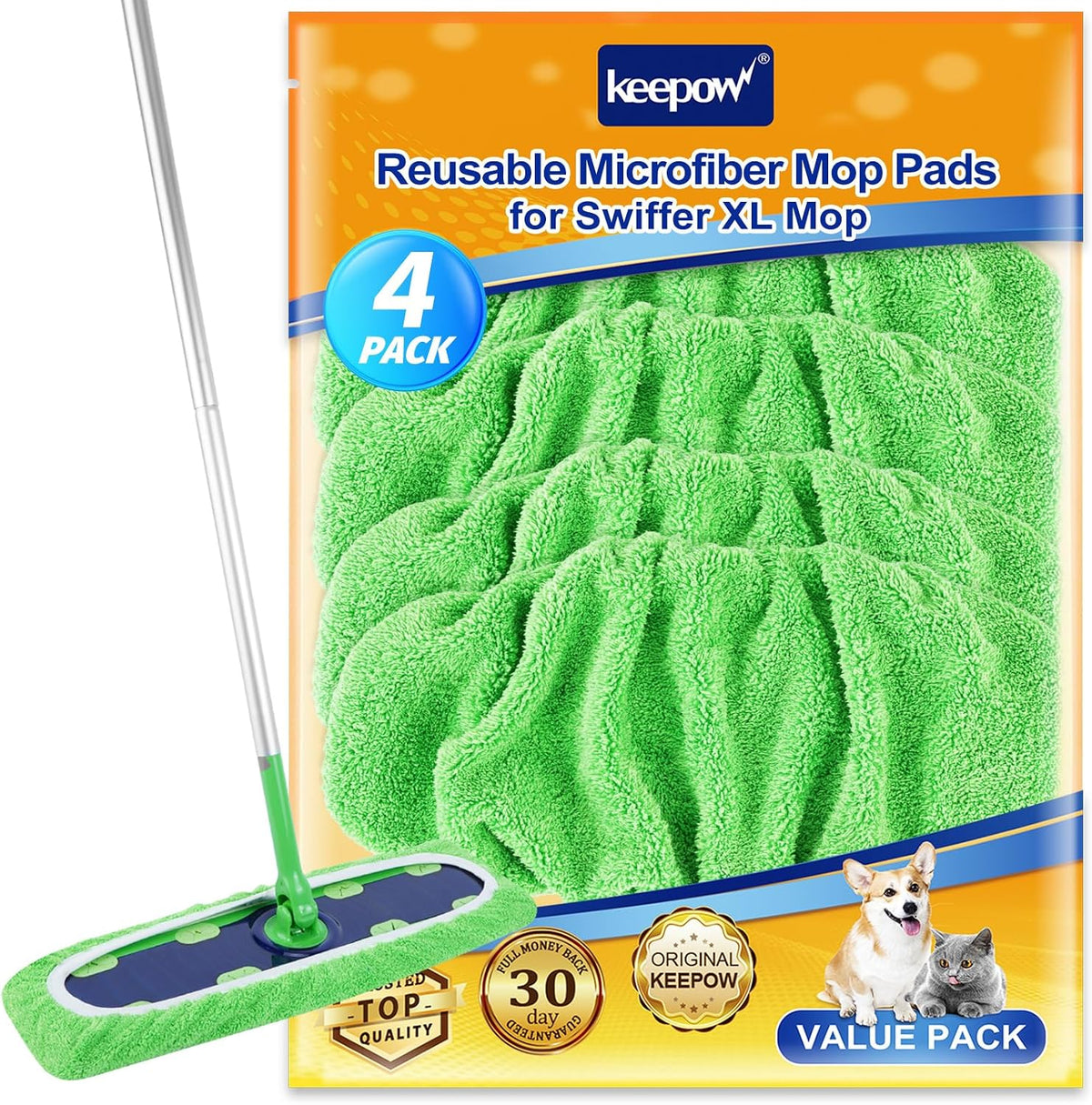 KEEPOW 12PCS Mop Pads Replacement Compatible with Swiffer XL Mop Pads