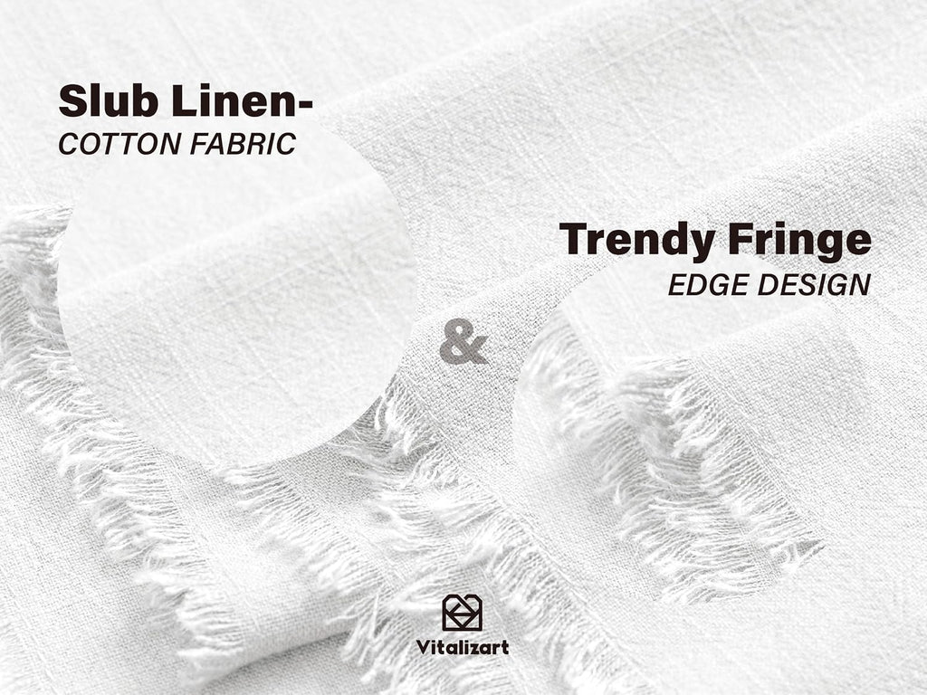 Vitalizart White Table Runner 14" x 120" Long Slub Texture Cotton Linen