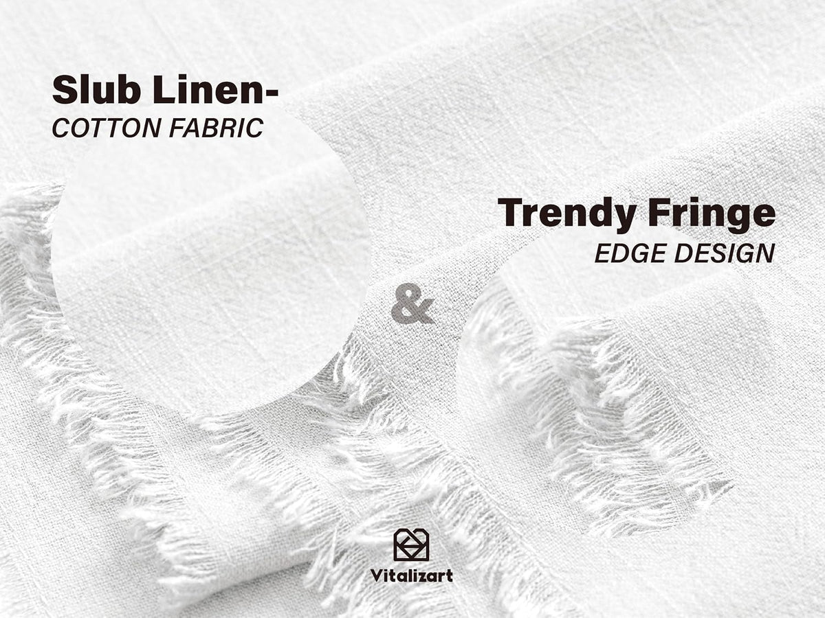 Vitalizart White Table Runner 14" x 120" Long Slub Texture Cotton Linen