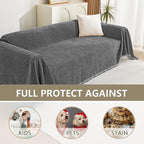 MYSKY HOME Boho Couch Cover Charcoal Gray Sofa Covers - Image 3