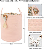 XUANGUO Cotton Rope Laundry Basket Hamper for Clothes, coral pink