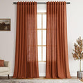 Nanspring Rustic Farmhouse Linen Curtains 96 Inches Long 2 Panel Set Back Tab by Nanspring