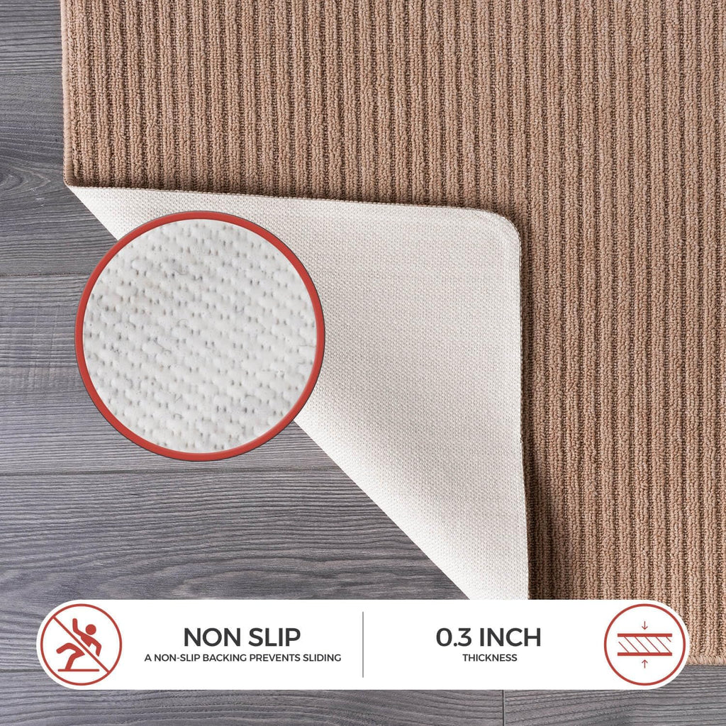 Luul Home Non Slip Beige Solid Rubber Back Thin Door Mat for Entryway 2x3 for Kitchen, Rug for Bathroom, Stain Resistant Easy Cleaning Non Shedding Carpet Beige 2 x 3