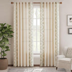 jinchan Belrose Linen Curtains for Bedroom Floral Curtains 90 Inch Length Linen - Image 2