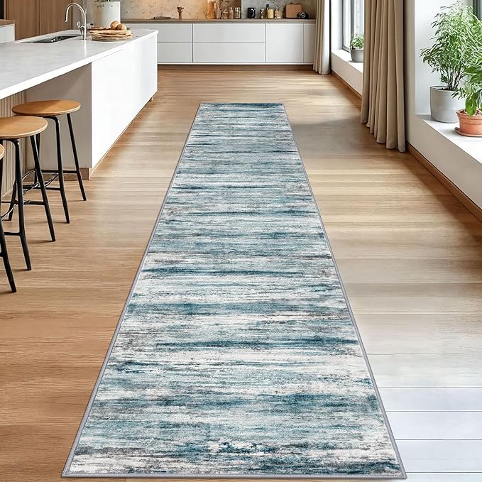 KOZYFLY Modern Abstract Hallway Runner Rug, 2.6x14 Washable Rug Runner Non-Slip - Image 3