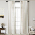 Linen Cream Curtains 145 inch Extra Long by Nanspring