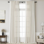 Linen Cream Curtains 145 inch Extra Long by Nanspring