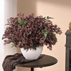 3Pcs 43In Faux Berry Stems, Artificial Nandina Fall Decor, Dusty Plum