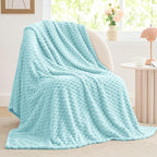 BEDELITE Fleece Blanket Twin for Bed Couch, 3D Jacquard Decorative Cloud Blue - Image 2