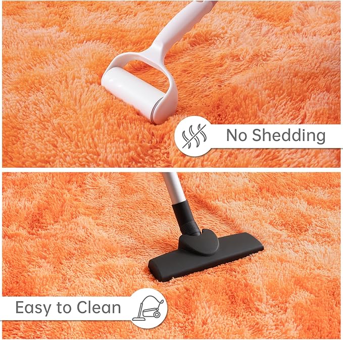 Goideal Fluffy Rug for Bedroom Living Room, 7x10 Orange Area Rugs, Faux Fur - Image 7