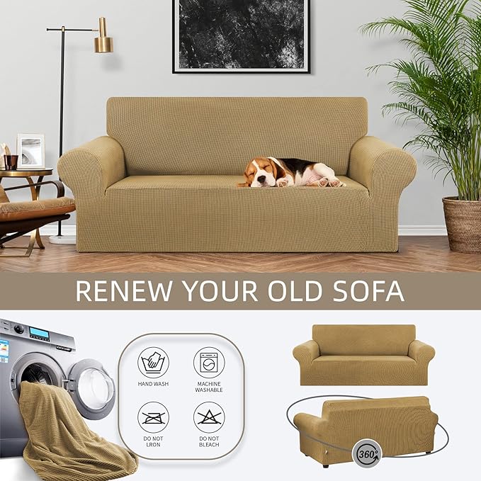KEKUOU Stretch Loveseat Sofa Cover Slipcover, Couch Covers - Image 3