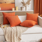 MIULEE Pack of 2 Orange Corduroy Decorative Pillow Covers 18x18 Inch Soft Boho - Image 7
