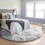 ONASAR Tie-Dyed Light Grey Round Area Rug 4ft, Ultra Soft Bedroom Circle Rugs - Image 8