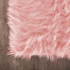 Latepis Round Pink Faux Sheepskin Fur Rug Circle Rugs 4ft Soft Fluffy Rugs - Image 5