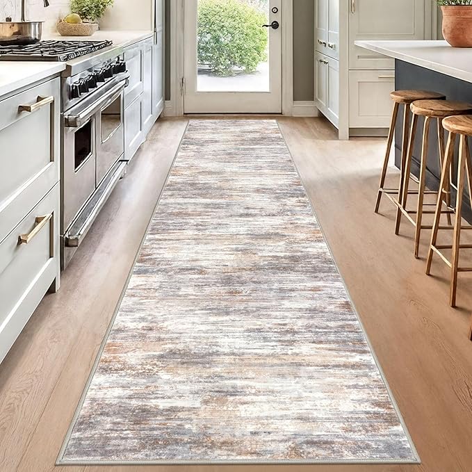 KOZYFLY Modern Abstract Washable Rug Runner 2.6x12 Hallway Rug Runner Non-Slip - Image 3