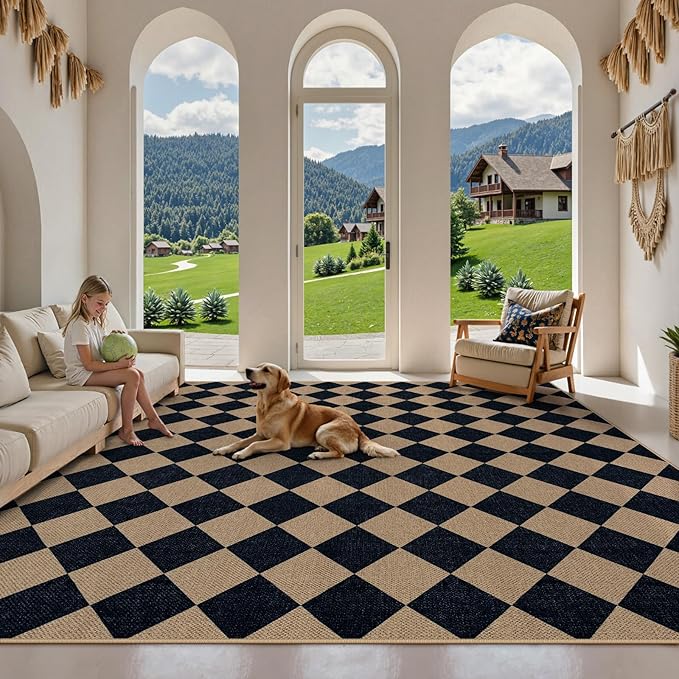 Lahome Colette Checkered Easy Jute Carpet, Washable 8x10 Rugs - Image 6