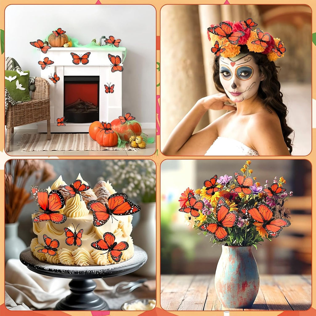 60Pcs Monarch Butterfly Decorations, Monarch Wall Stickers