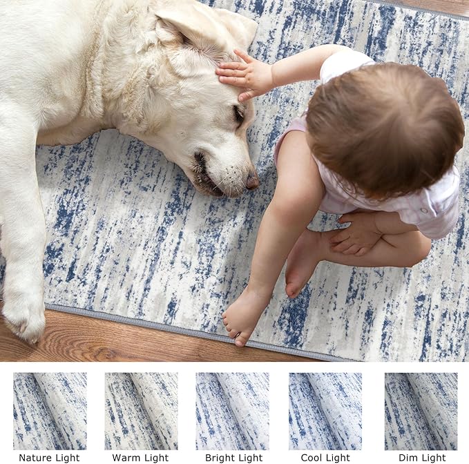 Lansny Modern Abstract Entryway Rug Indoor 2x3 Washable Rug Non-Slip Soft Small - Image 3