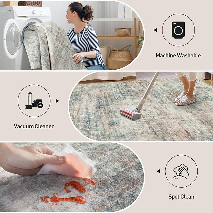 10x14 Area Rugs Washable Rug: Modern Abstract Living Room Rug Soft Anti-Skid - Image 5