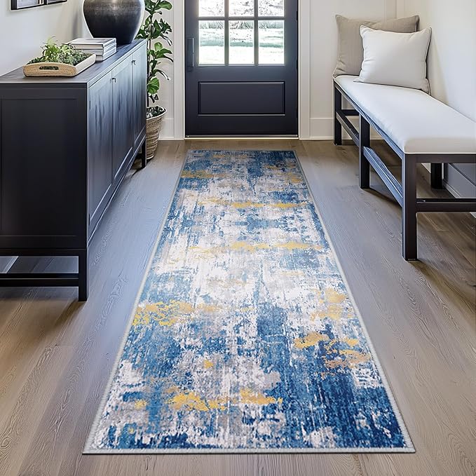 Washable Area Rugs 2'x10' Non-Slip Modern Abstract Soft - Image 4