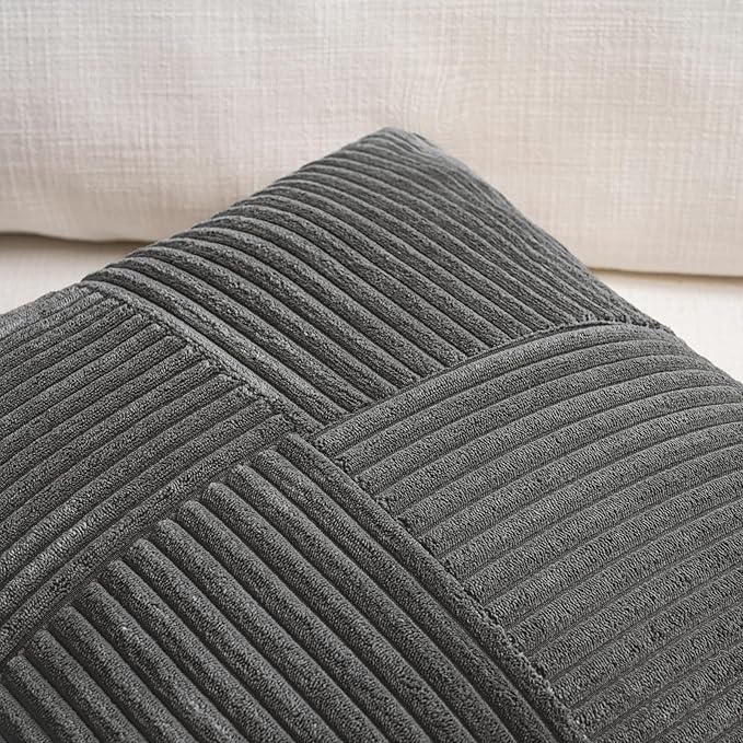 Fancy Homi 2 Packs Dark Gray Lumbar Decorative Throw Pillow Covers 14x22 Inch - Image 3
