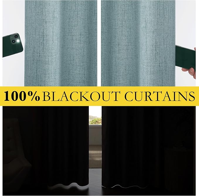 NICETOWN 100% Absolutely Blackout Linen Curtains - Image 3