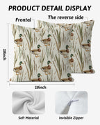 Rustic Farmhouse Mallard Duck Pillow Covers 18x18, Mallard Duck Nursery Decor, Ducks Hunting Gifts Decorative Throw Pillow Covers for Kids Room Home Living Room Bedroom