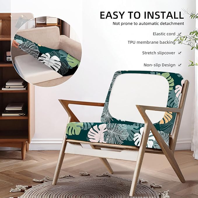 8Pcs Outdoor Cushion Covers, Patio Cushion Covers, Stretch Elastic Slipcovers - Image 5