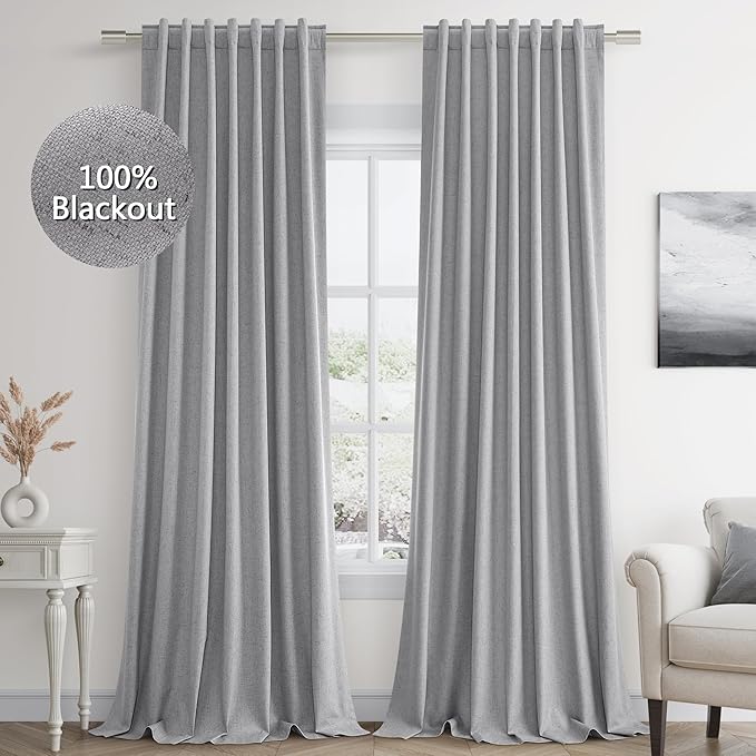 Guken Grey 100% Blackout Curtains 84 Inch Length 2 Panels Set by Guken