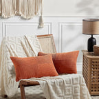 Fancy Homi Set of 2 Burnt Orange Long Lumbar Decorative Throw Pillow Covers - Image 6