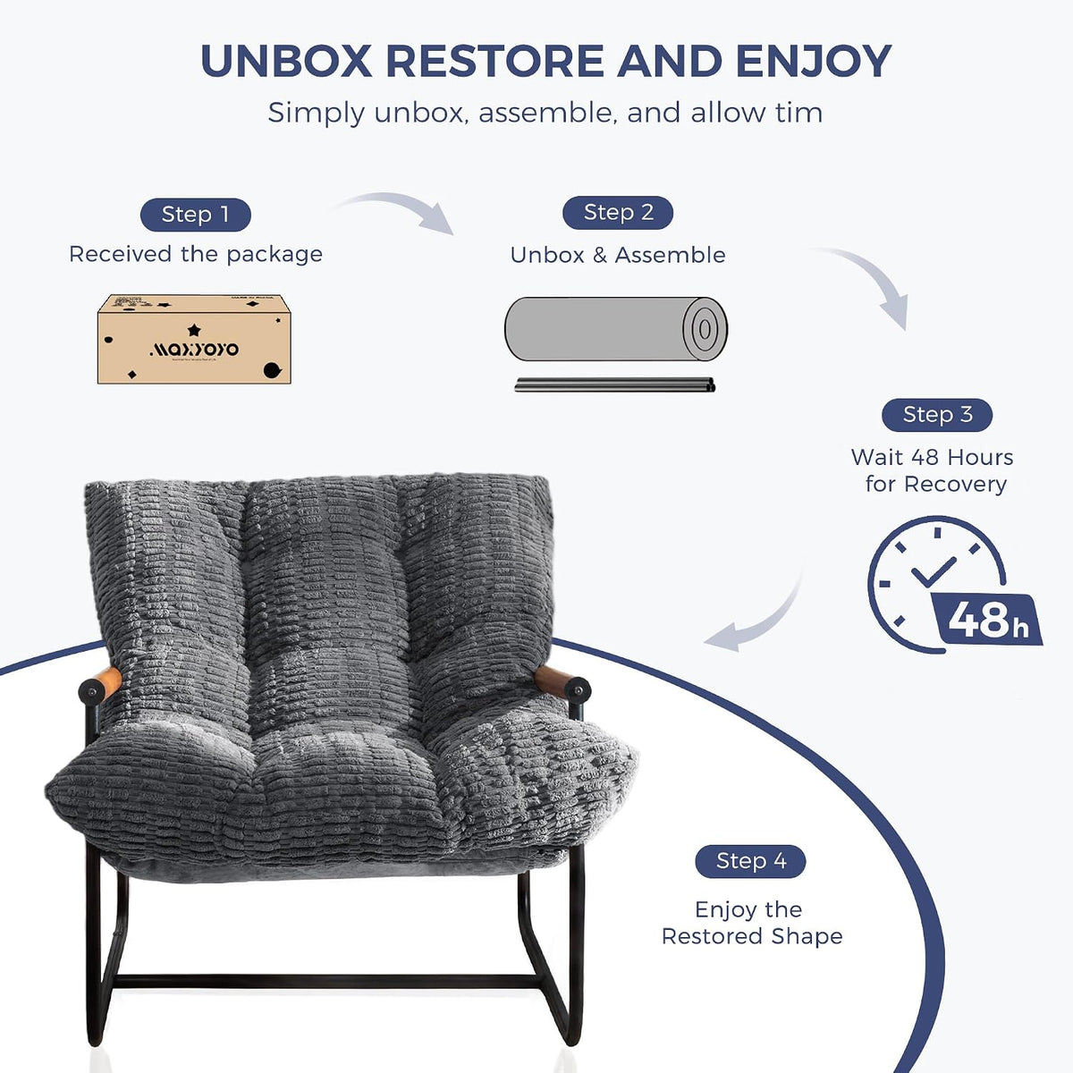 MAXYOYO Modern Accent Chair, Tufted Living Room Chair with Metal Frame