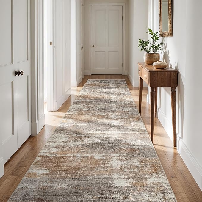 2'6''x12' Washable Kitchen Runner Rug: Modern Abstract Runners - Image 8