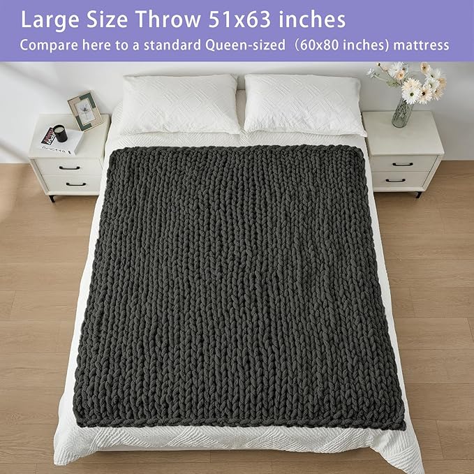 Bigacogo Chunky Knit Throw Blanket - Image 5