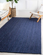 Unique Loom Braided Jute Collection Area Rug - Dhaka (9' x 12' Rectangle, Navy Blue)