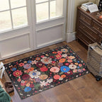 Black/Brown Floral Rug for Entryway, 2x3 Washable Kitchen Mat Ultra-Thin Soft - Image 5