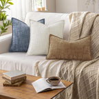 decorUhome Chenille Throw Pillow Covers 20x20 Set of 2, Blue Grey