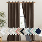 NICETOWN Coffee Vintage Linen 100% Blackout Curtains by NICETOWN