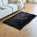 duduta Black Faux Sheepskin Fur Rug 3x5 ft, Fluffy Shag Bedroom Dorm Nursery - Image 5