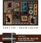YIHOUSE Rustic Cabin Area Rug 5x7, Machine Washable Lodge Bear Rug, Non-Slip - Image 2