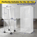BIEAMA 20-Tier Sheet Pan Rack with Cover, NSF Full Size Aluminum Bun Rack