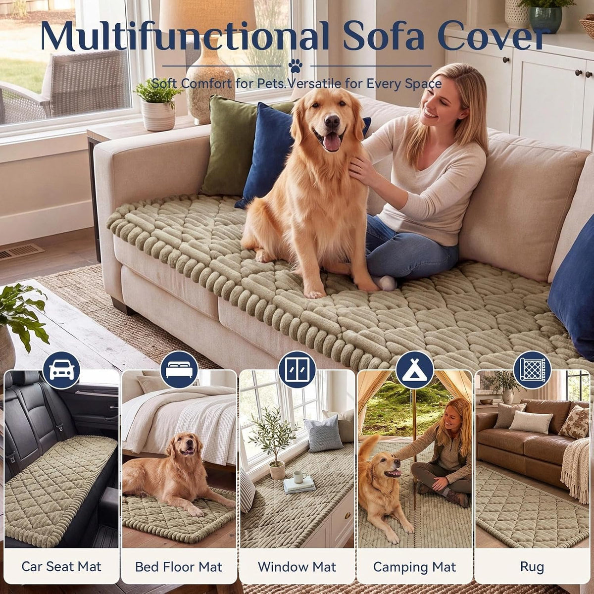 Softalker Waterproof Couch Cover for Dogs Washable Non-Slip Sofa Protector