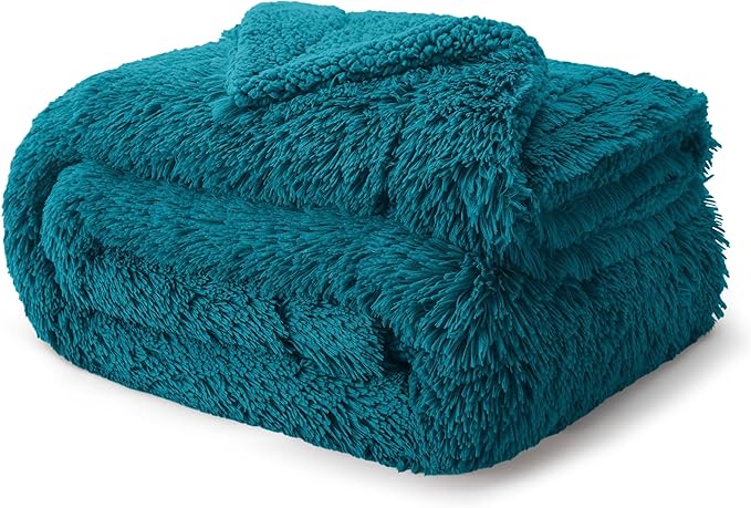 Bedsure GentleSoft Fluffy Turquoise Teal King Size Blanket - Image 8