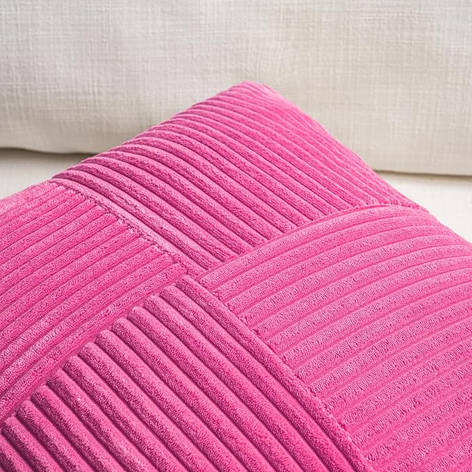 Fancy Homi 2 Packs Hot Pink Decorative Throw Pillow Covers 20x20 Inch - Image 3