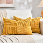 Fancy Homi 2 Packs Gold Yellow Lumbar Decorative Throw Pillow Covers 16x24 Inch by Fancy+Homi