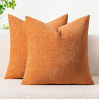 MIULEE Pack of 2 Orange Throw Pillow Covers 20x20 Inch Soft Chenille Pillow by MIULEE