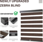 AOSKY Cordless Zebra Blinds for Indoor Windows, 34" W x 72" H, Brown