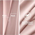 MIULEE Velvet Curtains Baby Pink Elegant Grommet Thermal Insulated Soundproof - Image 3