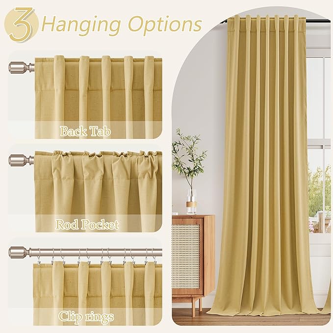 Guken 100% Blackout Curtains 100 Inch Length 2 Panels Set - Image 6